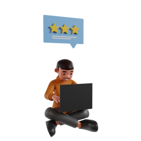 Man Working On Laptop  3D Illustration