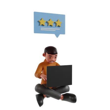 Man Working On Laptop  3D Illustration