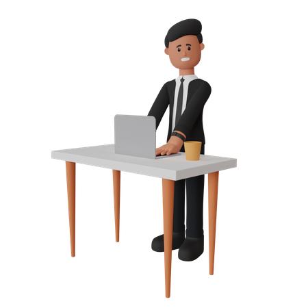 Man working on laptop 3D Illustration