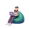 3d man working on computer logo