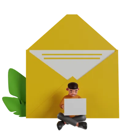 Man Working On Mail Marketing  3D Illustration