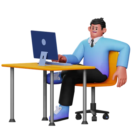 Man Working Relax 3D Illustration