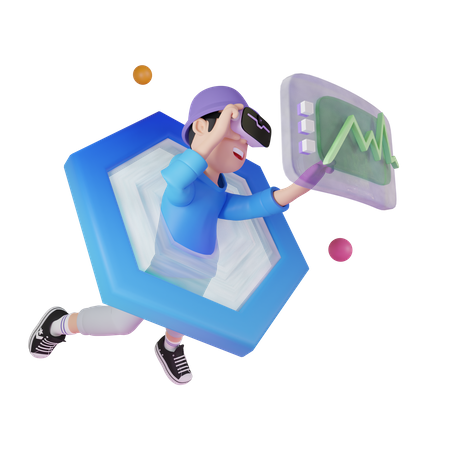 Man working using metaverse tech  3D Illustration