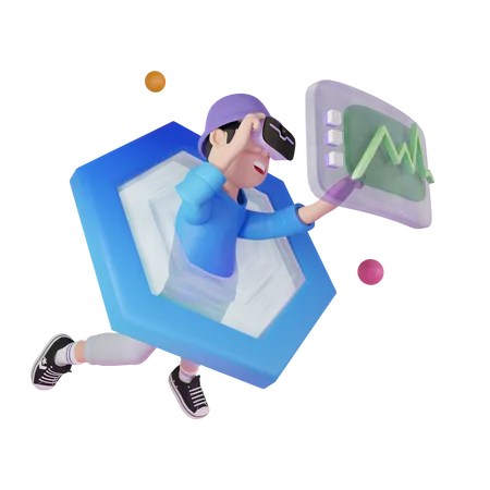 Man working using metaverse tech  3D Illustration