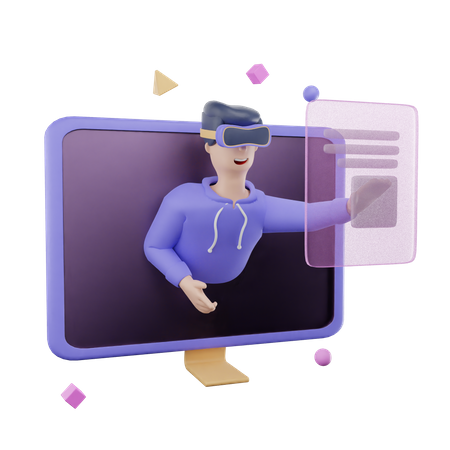 Man working using VR tech  3D Illustration