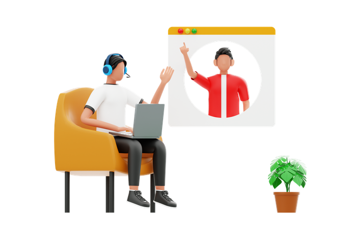 Man Working With Client Support  3D Illustration