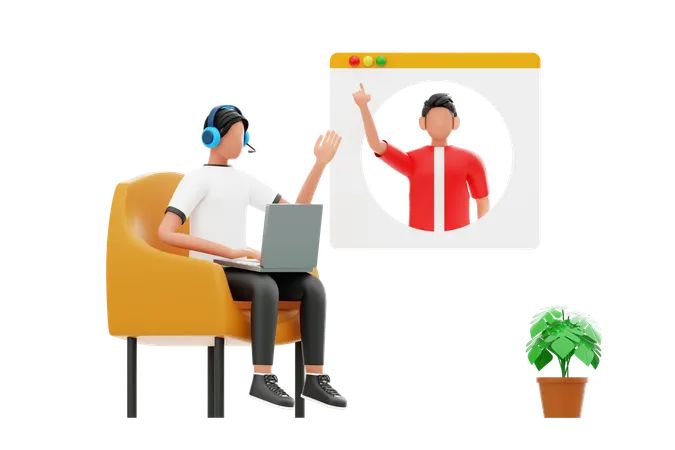 Man Working With Client Support  3D Illustration