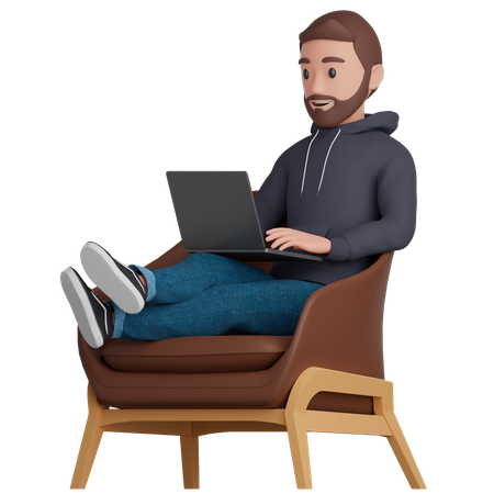 Man works on a chair  3D Illustration