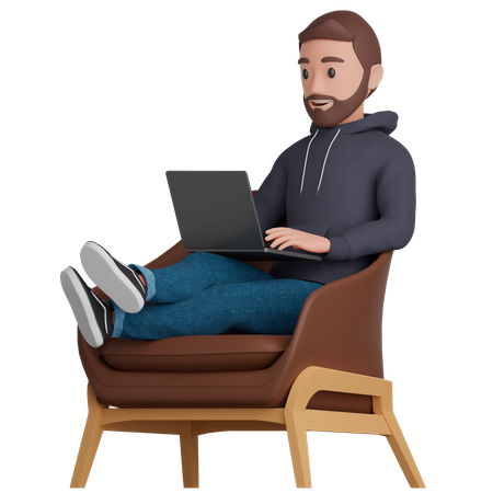 Man works on a chair  3D Icon