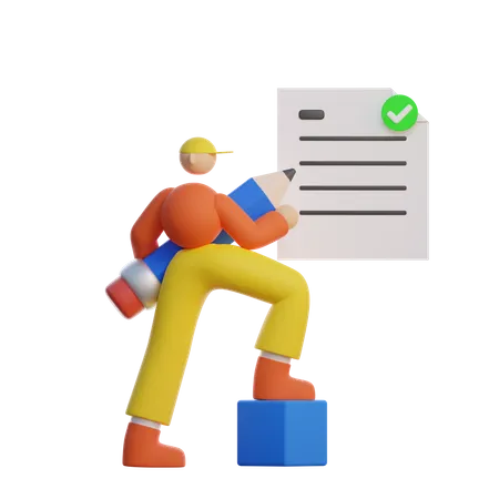 Man writing contract  3D Illustration