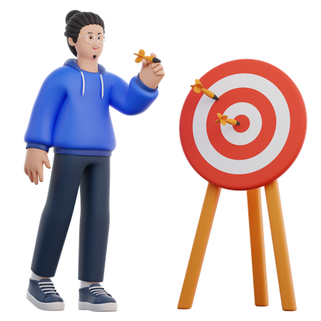 Man Wwith Dartboard  3D Icon