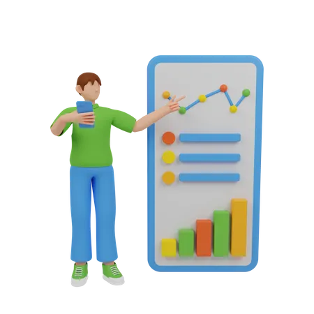 Gestionnaire effectuant une analyse commerciale  3D Illustration