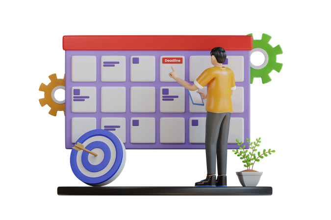 Managing task schedule  3D Illustration