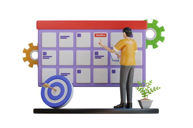 Managing task schedule  3D Illustration