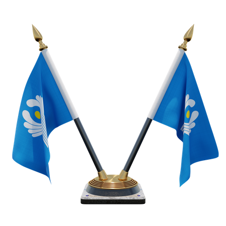 Soporte para bandera de escritorio doble (V) de la Comunidad de Estados Independientes  3D Icon