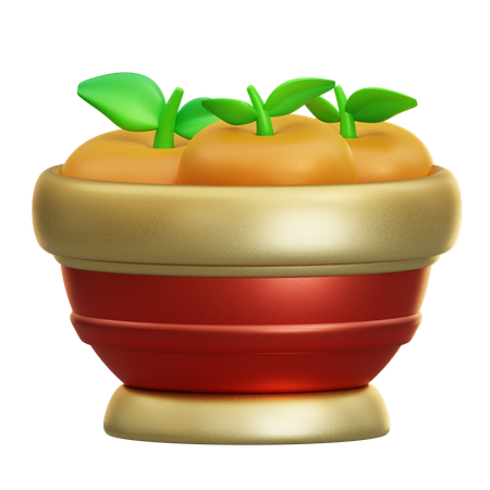 Mandarin Oranges Pot  3D Icon