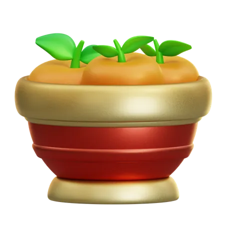 Mandarin Oranges Pot  3D Icon