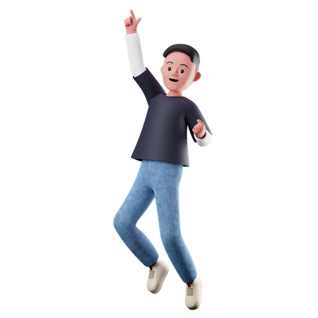 Mane Character With Happy Jumping Pose  3D Icon