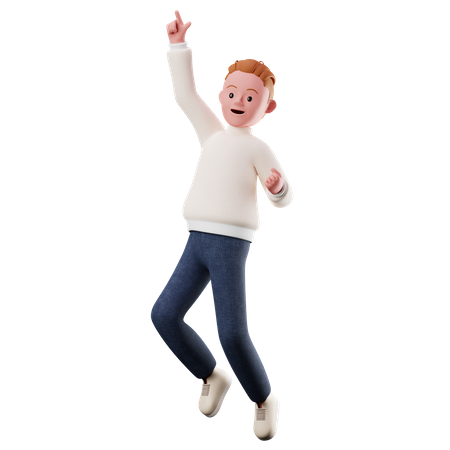 Mane Character With Happy Jumping Pose  3D Icon