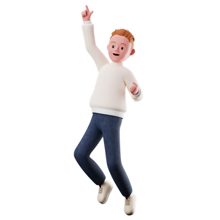 Mane Character With Happy Jumping Pose  3D Illustration