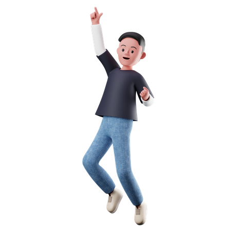 Mane Character With Happy Jumping Pose  3D Illustration