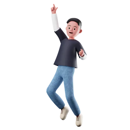 Mane Character With Happy Jumping Pose  3D Illustration