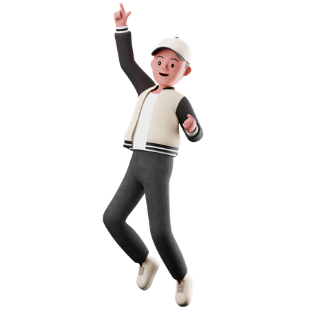 Mane Character With Happy Jumping Pose  3D Illustration