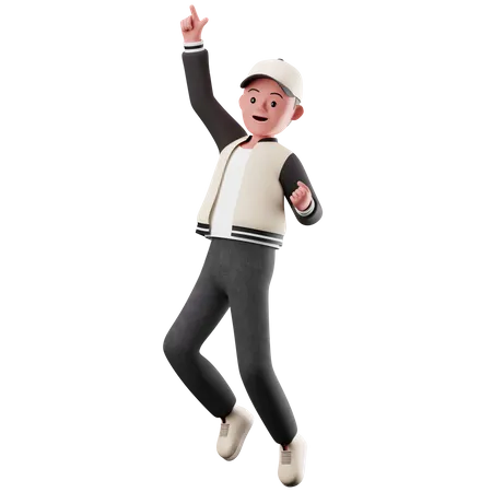 Mane Character With Happy Jumping Pose  3D Illustration