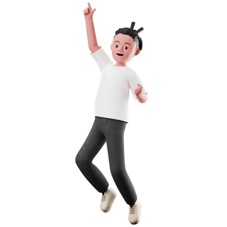 Mane Character with Happy Jumping Pose  3D Illustration