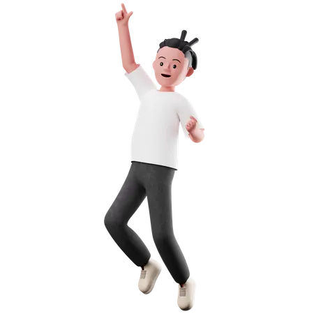 Mane Character with Happy Jumping Pose 3D Illustration