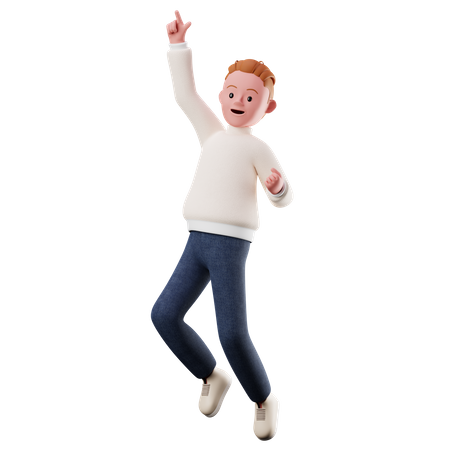 Mane Character With Happy Jumping Pose 3D Illustration