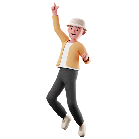 Mane Character With Happy Jumping Pose 3D Illustration