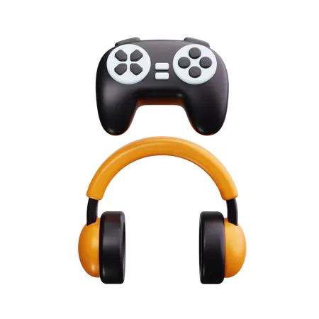 Manette de jeu avec casque  3D Icon