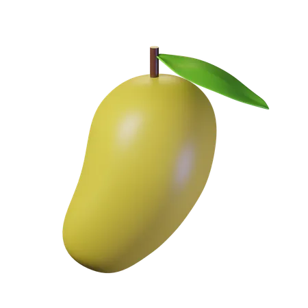 A Mango With Leaves 3D Icon