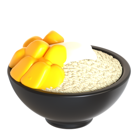 Klebreis mit Mango  3D Icon