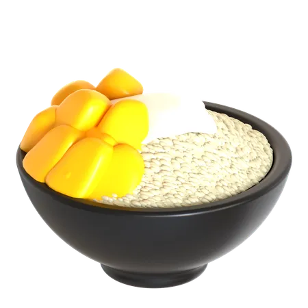 Klebreis mit Mango  3D Icon