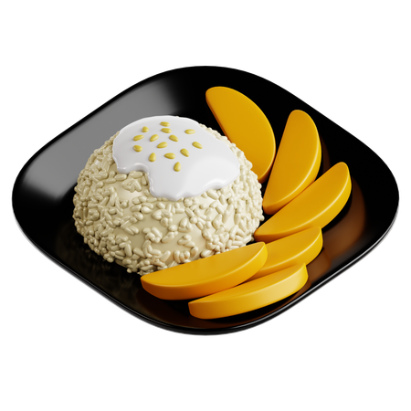 Mango Sticky Rice (Khao Niew Mamuang)  3D Icon