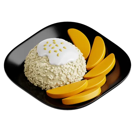 Mango Sticky Rice (Khao Niew Mamuang)  3D Icon