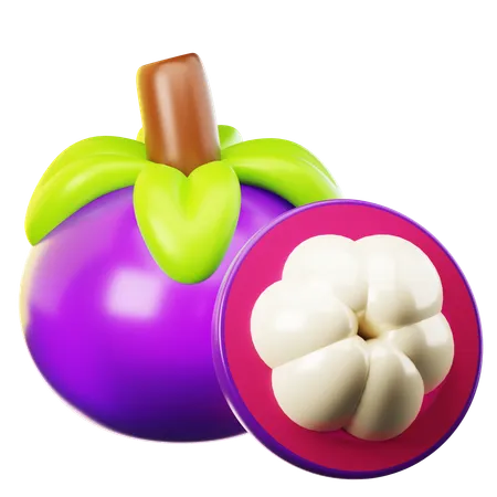 3 D Icon Fresh Mangosteen Fruit On Transparent Background 3D Icon