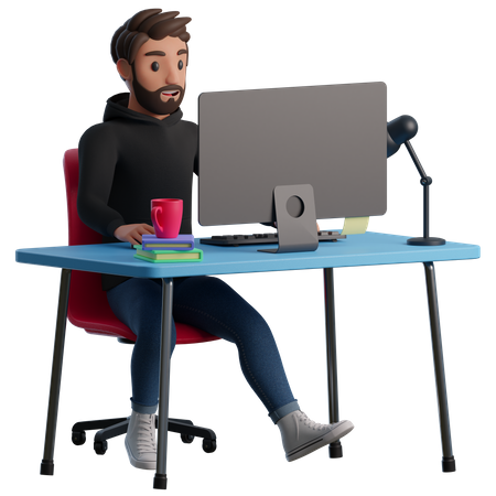 Mann am Schreibtisch  3D Illustration