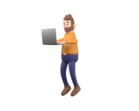 Mann arbeitet am Laptop  3D Icon