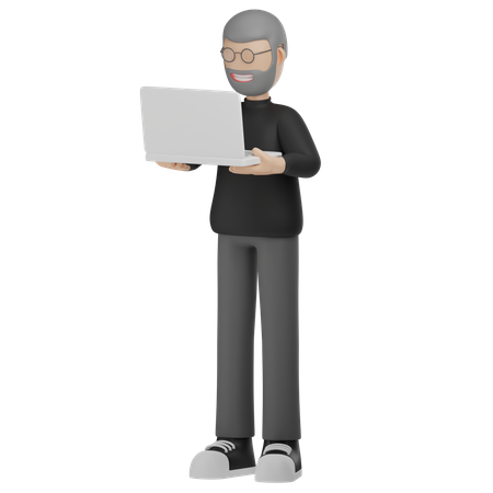 Mann arbeitet am Laptop  3D Illustration