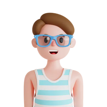 Mann-Avatar mit Brille  3D Illustration