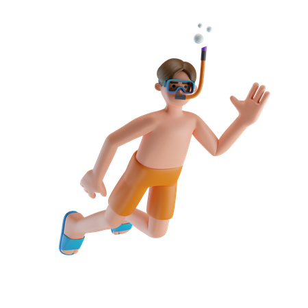 Mann beim Schnorcheln  3D Icon