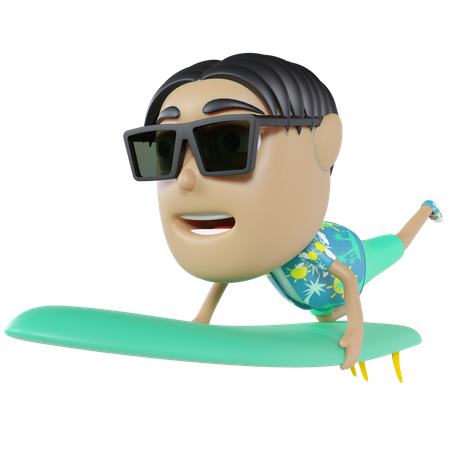 Mann beim Surfen  3D Illustration