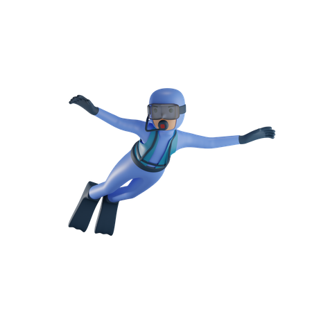 Mann beim Tauchen  3D Icon