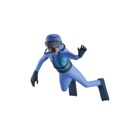 Mann beim Tauchen  3D Icon