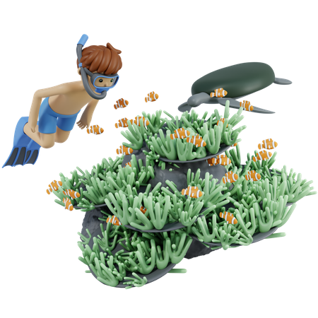 Mann beim Tauchen im Ozean  3D Icon