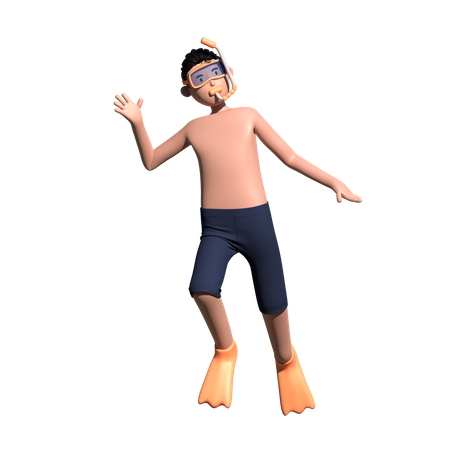 Mann beim Unterwassertauchen  3D Icon