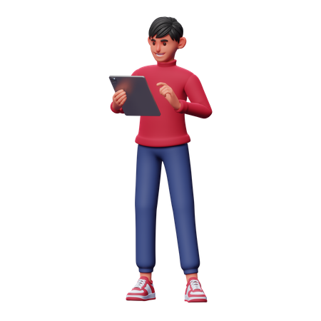 Mann mit Laptop  3D Illustration